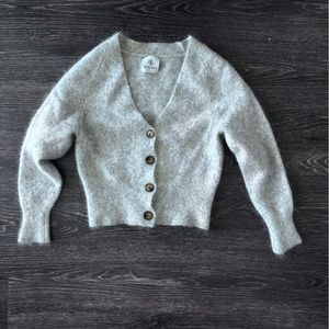 Anine Bing light gray mohair cropped cardigan, size xs